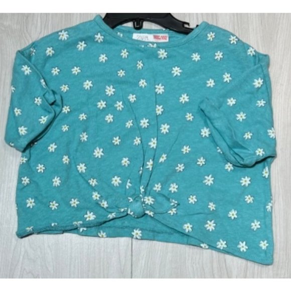 Zara Daisy flower short sleeve shirt knotted 12-18m NWOT - Picture 1 of 2